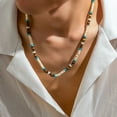 thumbnail image 3 of Bohemian Turquoise Wood Bead Necklace for Men Surf Beach Summer Jewelry Collarbone Chain Handmade, 3 of 8