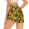 thumbnail image 3 of Goofa Sunflowers Printed Women 2 in 1 Running Shorts,Quick Dry Athletic Workout Shorts,High Waisted Athletic Shorts with Liner Pockets-Large, 3 of 9
