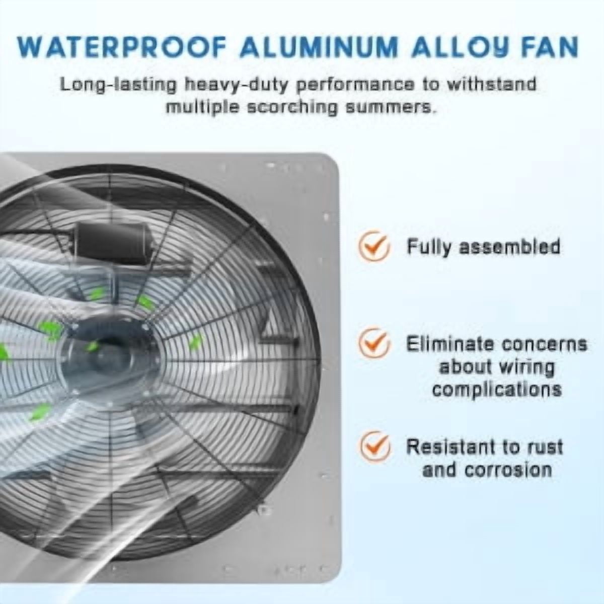 Historyli 24Inch Aluminum Shutter Exhaust Fan-130W 2660 CFM High Speed,Low Noise for Garage/Attic,Auto-Shutter Wall Mount Vent Fan,Silver