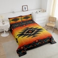 thumbnail image 2 of Western Quilt Vintage Geometry Triangle Diamond Bedding Set,Boho Western Comforter Set King,Southwestern Native Aztec Duvet Insert Ethnic Tribe Arrow Sriped Room Decor,Orange Grey, 2 of 5