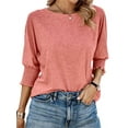 thumbnail image 3 of Half Sleeve Elastic Women Solid Color Summer T-Shirt Tops, 3 of 5