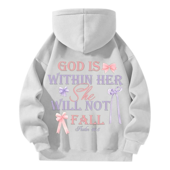 Arlun God Is Within Her She Will Not Fall Christian Hoodies for Women Half Zipper Bible Verse Sweatshirts Preppy Loose Comfy Pullover Tops 2025 Fall Winter White XL
