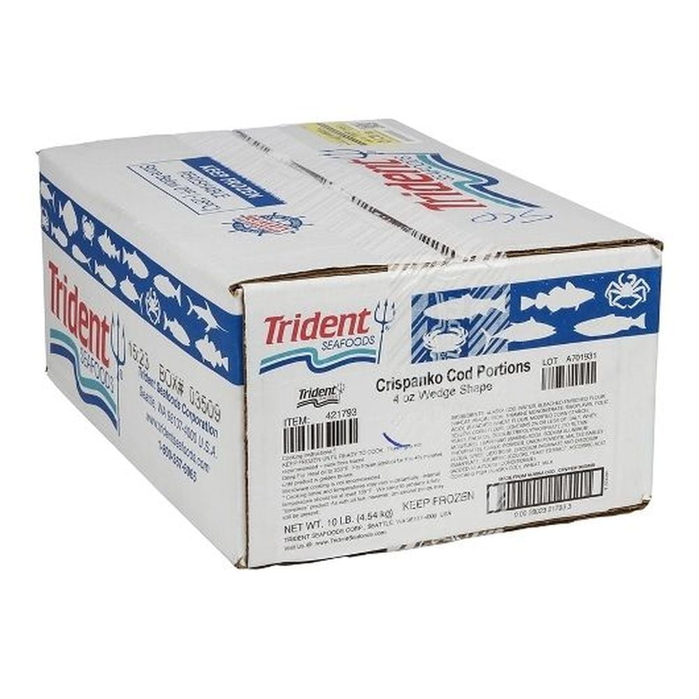 Trident Seafoods Crunchy Panko Raw Breaded Cod Wedge 4 Ounce Portions, 10 Pound -- 1 each