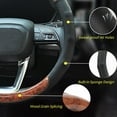 thumbnail image 3 of Wood Grain Steering Wheel Cover Car Steering Wheel Covers 14.5-15 inch with Coasters Microfiber Leather Splicing Breathable Anti-Slip Durable Universal Auto Steering Wheel Protective, 3 of 3