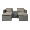 thumbnail image 6 of Emma + Oliver Gray Indoor/Outdoor Modular Loveseat Sofa Set with Ottomans and Glass-Top Table, 6 of 11