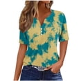 thumbnail image 1 of Tops de Algodón para las Mujeres, Retro No Posicionamiento Impreso, V-Cuello Botón Suelto para las Mujeres, 1 of 6