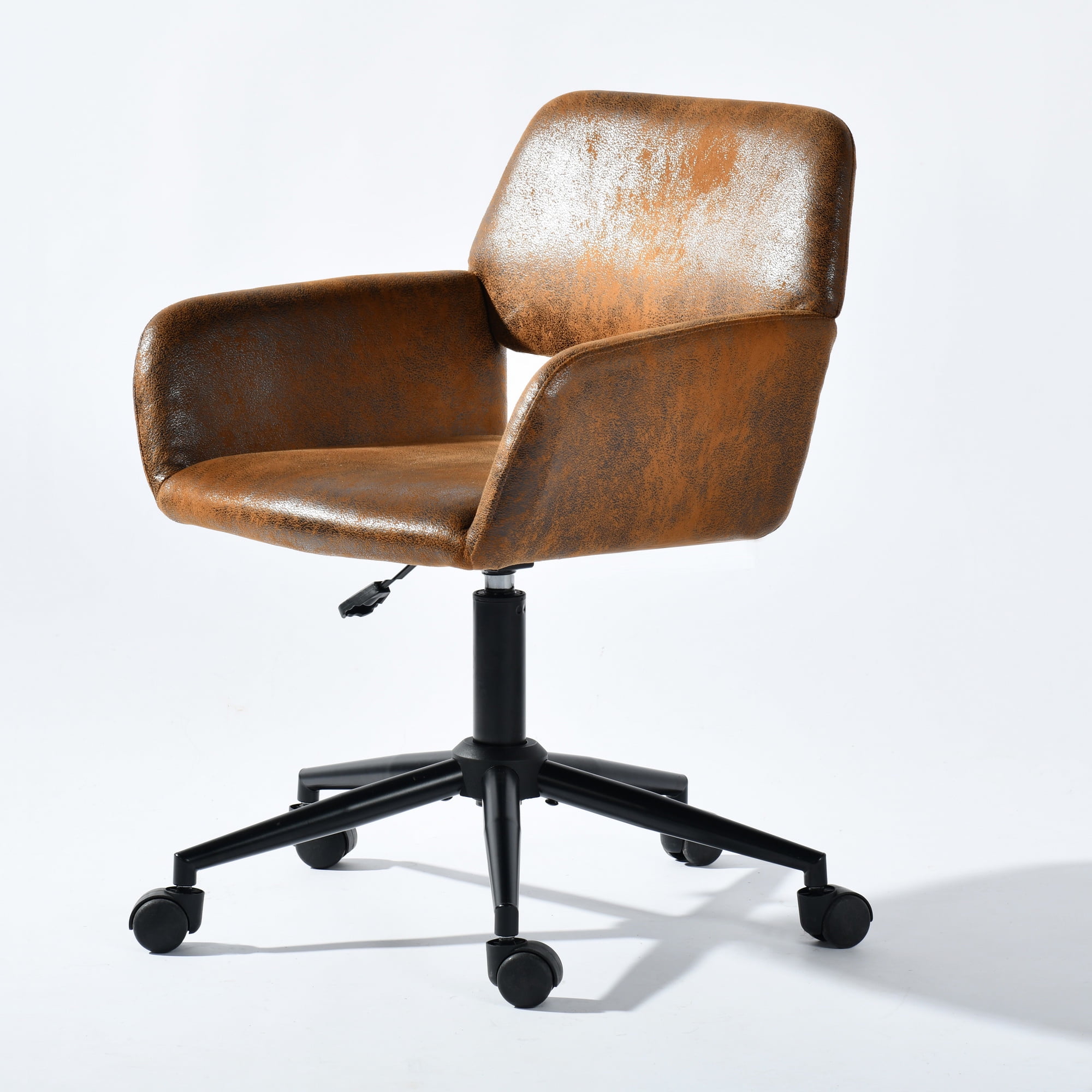 Homy Casa Swivel Office Chair, Adjustable Rolling Desk Chair for Meeting, Vanity or Meeting, Brown