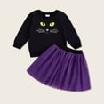 thumbnail image 2 of BOOMNY Halloween Girls 2 Peice Outfit Sets Hallowmas Black Cat Graphic Long Sleeve Tops Mesh Skirts Sets for Kids Comfy Clothing Set, 2 of 5