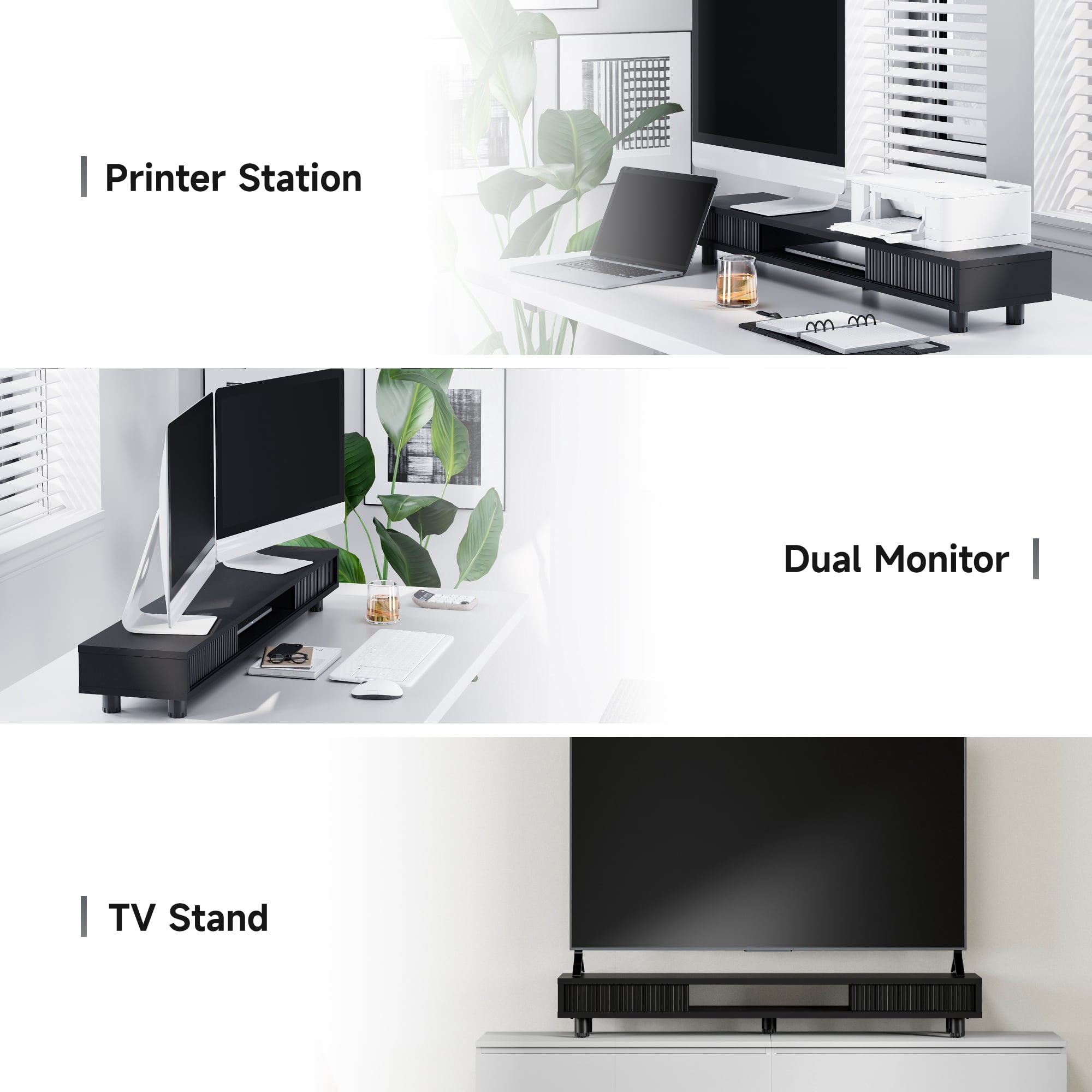 Fenge Dual Monitor Stand, 42.5inch Long Monitor Stands Riser for 2 Monitors