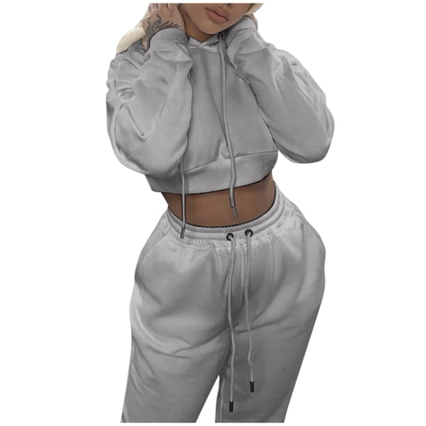 Conjunto de chándal de 2 piezas para mujer: sudadera con capucha y pantalones de chándal. Poliéster suave. Informal/deportivo. Para el día a día/vacaciones. S-XXL