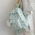 thumbnail image 4 of Cat Print School Backpack, Cute Aesthetic Backpack with Drawstring Side Pockets&Pendant, Lightweight Breathable Bookbag for Shopping Work Dating Daily Use, Green, 4 of 9
