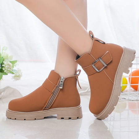 

Hunpta Boots For Toddler Girls Scrub Boots Shoes Waterproof Leather Short Boots Non Slip Breathable Nude Boots