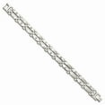 thumbnail image 3 of Stainless Steel Brushed & Polished with 14k White Gold & Diamonds Bracelet, 3 of 5