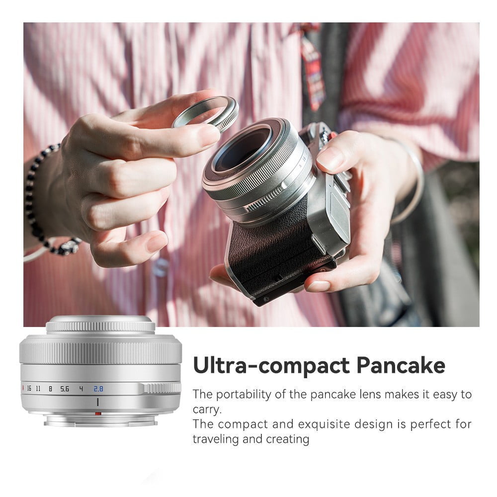 TTARTISAN AF 27mm F2.8 Pancake Objektiv Für Fuji X Mount – Ultra-kompakt, Unter 100g, Inkl. Zubehör (Weiß)