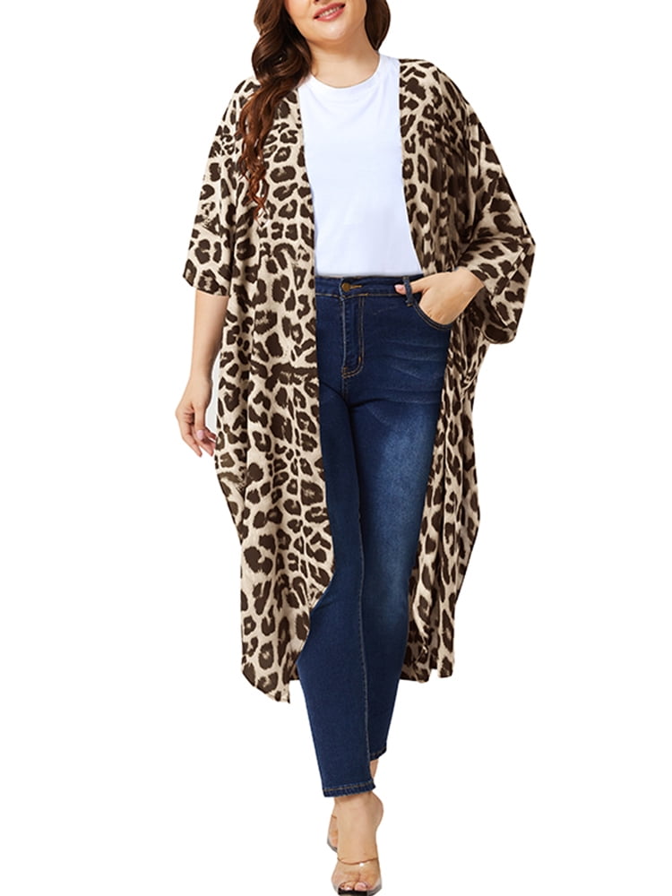 plus size leopard cardigan sweater