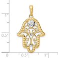 thumbnail image 5 of Auriga Fine Jewelry 14K Yellow Gold & White Rhodium D/C Evil Eye Filigree Hamsa Pendant (L-30.9 mm, W-18.82 mm), 5 of 6