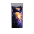 thumbnail image 2 of Galaxy Bedding Set with Sheet & Covers, Nebula Gas Cloud in Space Dust Milky Way in Atmosphere Universe Print, Printed Bedroom Decor 2 Shams, 4 Sizes, Black Purple and Yellow, by Ambesonne, 2 of 3