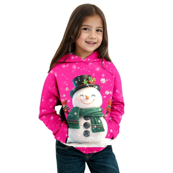 Little Kid Children's Autumn Winter Christmas Theme Snowman Long Sleeve Hooded Hoodie Warm And Comfortable Children's Coat For Boys And Girls Zippe Hoodies for Teen Girls Hoodie Large 5 Pink 3-4 Years