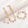 thumbnail image 1 of Conjunto de joyería de oro para mujer, collar de cadena de eslabones con pulsera y pendientes de cadena de oro, gran regalo para mujer, 1 of 5