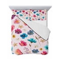 thumbnail image 7 of Quilts Full Size Bedding Set, Colorful Flowers Lightweight Quilted Comforter, Spring Watercolor Floral Plant Pink Soft Reversible Bedspread Coverlet with Pillow Covers for All Season, 78" x 90", 7 of 7