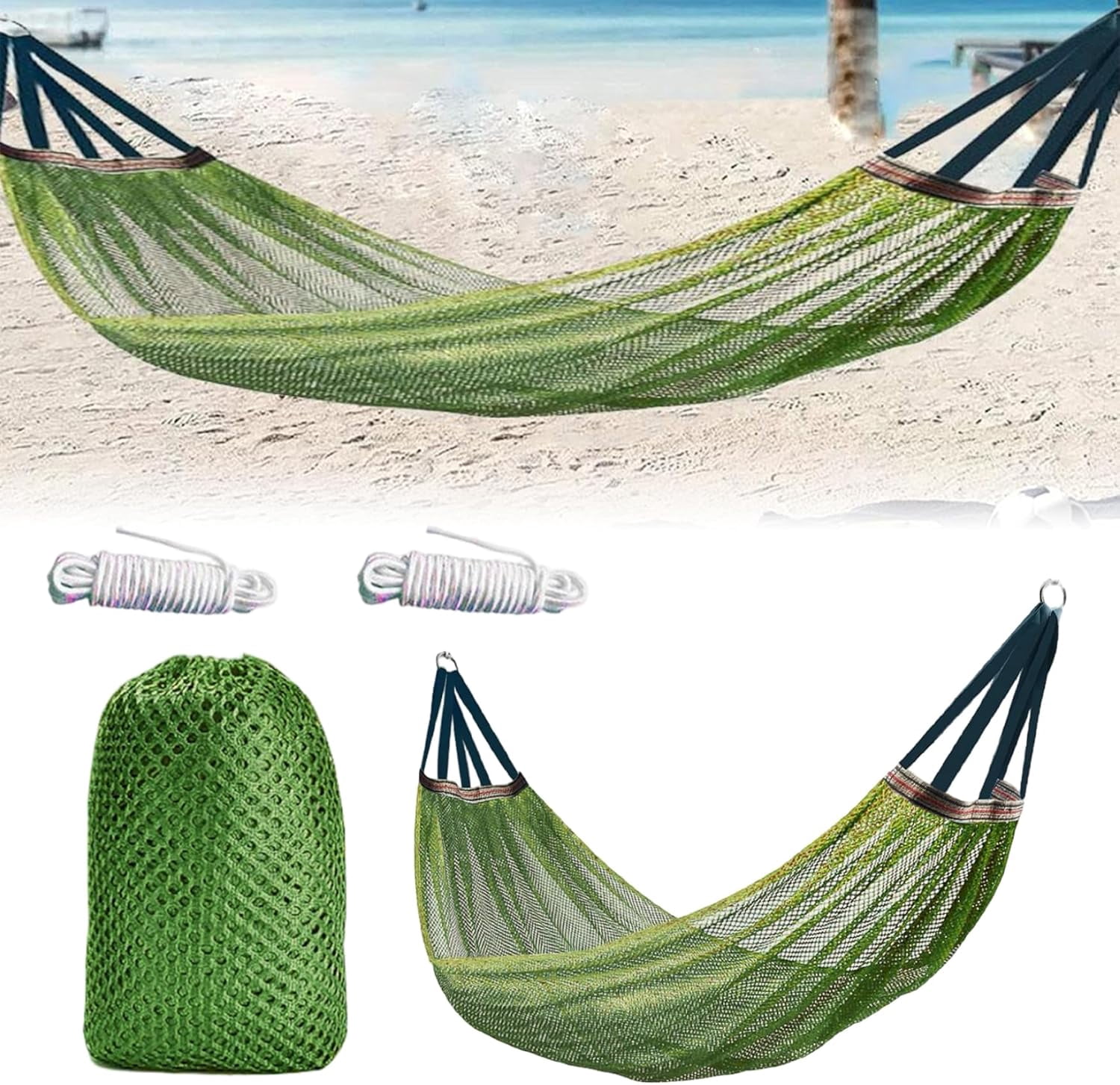 Outdoor Hammock, Super Soft and Breathable Nylon Mesh Hammock - Maximum Load of 550 LB (Army Green)