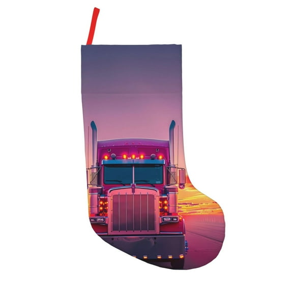 Defioc Sunset Truck Highway for Christmas Stockings 18" Personalized Holiday Stocking for Family, Farmhouse Decor, Xmas Tree Decoration, 1 Pack