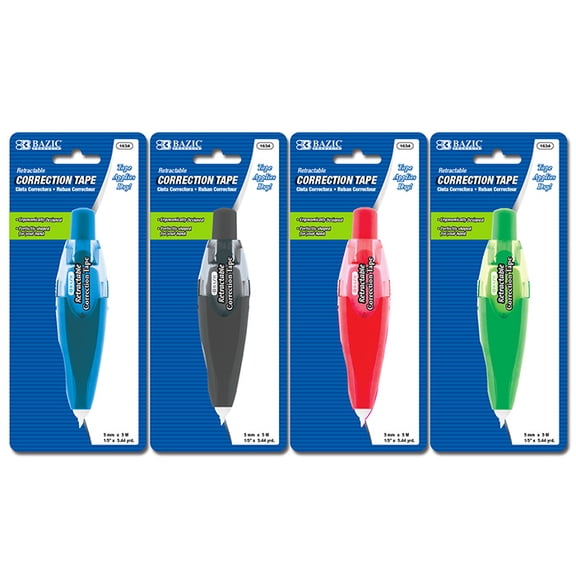 BAZIC 5 mm x 196" Retractable Correction Tape Case of 144