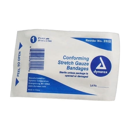 Dynarex Conforming Stretch Gauze Bandages, Sterile - 2" x 4.1 Yards, 10 Rolls - MS-35250