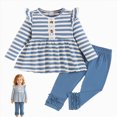 thumbnail image 2 of xaweyi Infant Toddler Girl Fall Winter Two Piece Outfit Ruffle Long Sleeve Shirt and Matching Pants Size 6-9 Months, 2 of 8