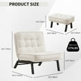 thumbnail image 4 of Bonzy Home Modern Adjustable Accent Chair with Ottoman, Comfy Corduroy Fabric Armless Chair with Solid Wood Legs for Living Room Bedroom, White, 4 of 7