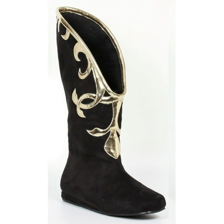 Nappa Trim Boots - Ellie Shoes E-103-Alba Flat Microfiber Boot with Gold Trim 8 / Brown