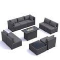 thumbnail image 2 of MRUAKA 10 Pieces Patio Conversation Set With Firepit, Outdoor Sectional PE Rattan Wicker Furniture Seat,Gray, 2 of 8