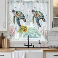thumbnail image 4 of Sea Turtle Coastal Kitchen Window Curtains, Swag Curtains Valance for Bedroom Living Room Bathroom, Summer Beach Coral Ocean Seaweed Rod Pocket Window Treatment Curtain Block Drapes 2 Panels 36"x63", 4 of 9