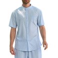 thumbnail image 2 of pstuiky camisetas de hombre, Camisa informal de manga corta con cuello alto, cómoda y lisa para hombre camisetas de hombre l, 2 of 9