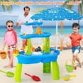 thumbnail image 5 of Water Table for Toddlers 3-5, 3-Tier Auto Water-Absorbing Kids Sand Water Table with Water Pump & Umbrella Splash Pond Toy, Activity Sensory Play Table Toys for Outdoor Pool Beach Backyard Summer, 5 of 7
