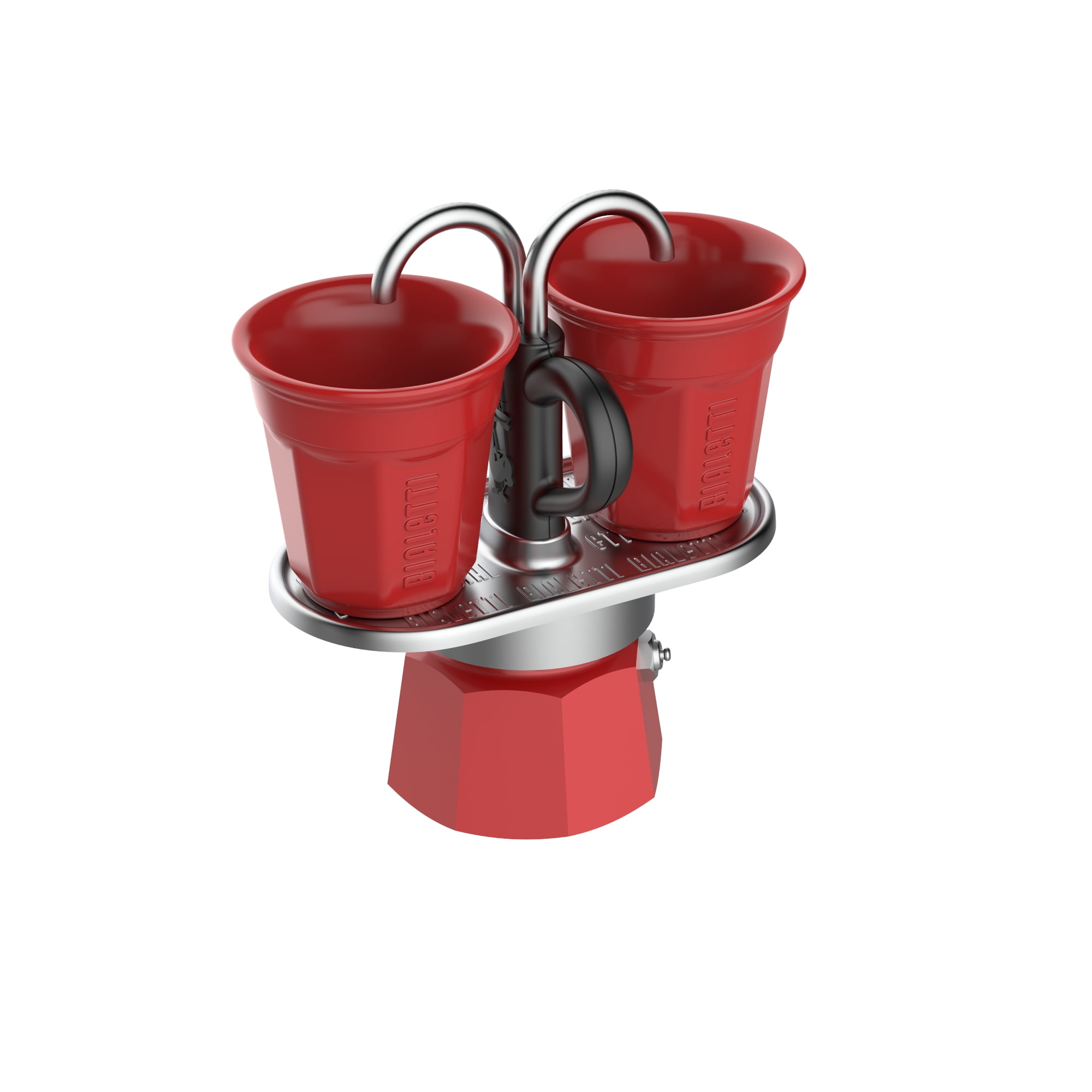 BIALETTI CUPS RED INCLUDED! BIALETTI MOKA MINI EXPRESS 1-2 con tazze rosse 