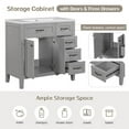 thumbnail image 5 of 36" Bathroom Vanity Without Top Sink, Modern Bathroom Cabinet with 3 Drawers and 2 Doors, Freestanding Bathroom Vanity with Open Shelf, Wood Storage Cabinet, Grey, 5 of 7