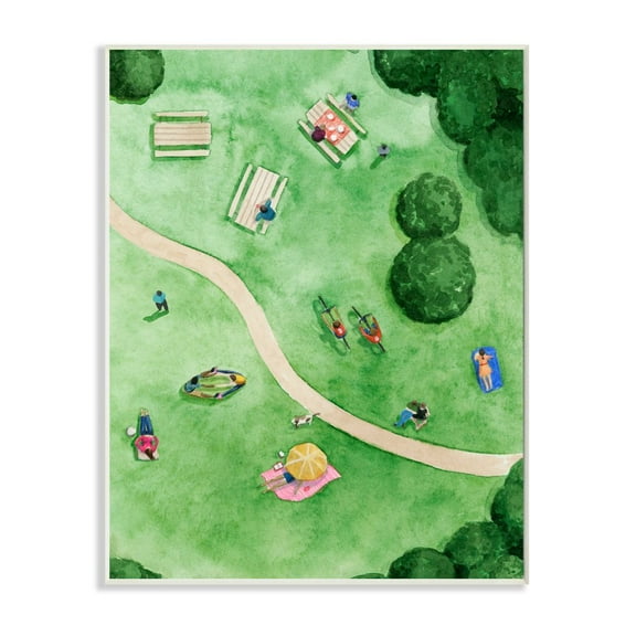 Stupell Industries Aerial Park Fun Watercolor Summer Friends Painting Unframed Art Print Wall Art, 13x19, by Grace Pop