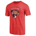 thumbnail image 2 of Men's Red Florida Panthers Distressed Team Primary Logo Tri-Blend T-Shirt, 2 of 3
