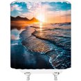 thumbnail image 6 of Sunset Beach Shower Curtain Tropical Ocean Landscape Orange Sky Hawaiian Coastal Seascape Sea Waves Summer Seaside Nature Scenery Bath Curtain with Plastic hookss, 6 of 6