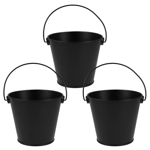 WEAVILUX Grease Bucket with Lid Tinplate Drip Grease Bucket Black 3pcs for Barbecue Equipment