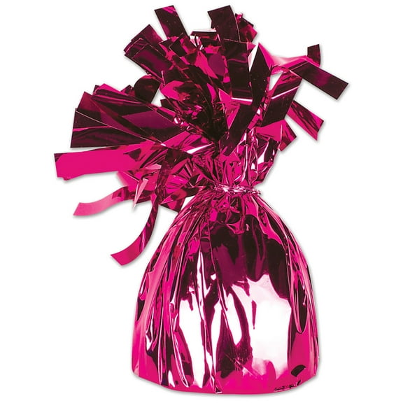 Metallic Wrapped Balloon Weight, 6 Oz, Cerise (12/Pkg)