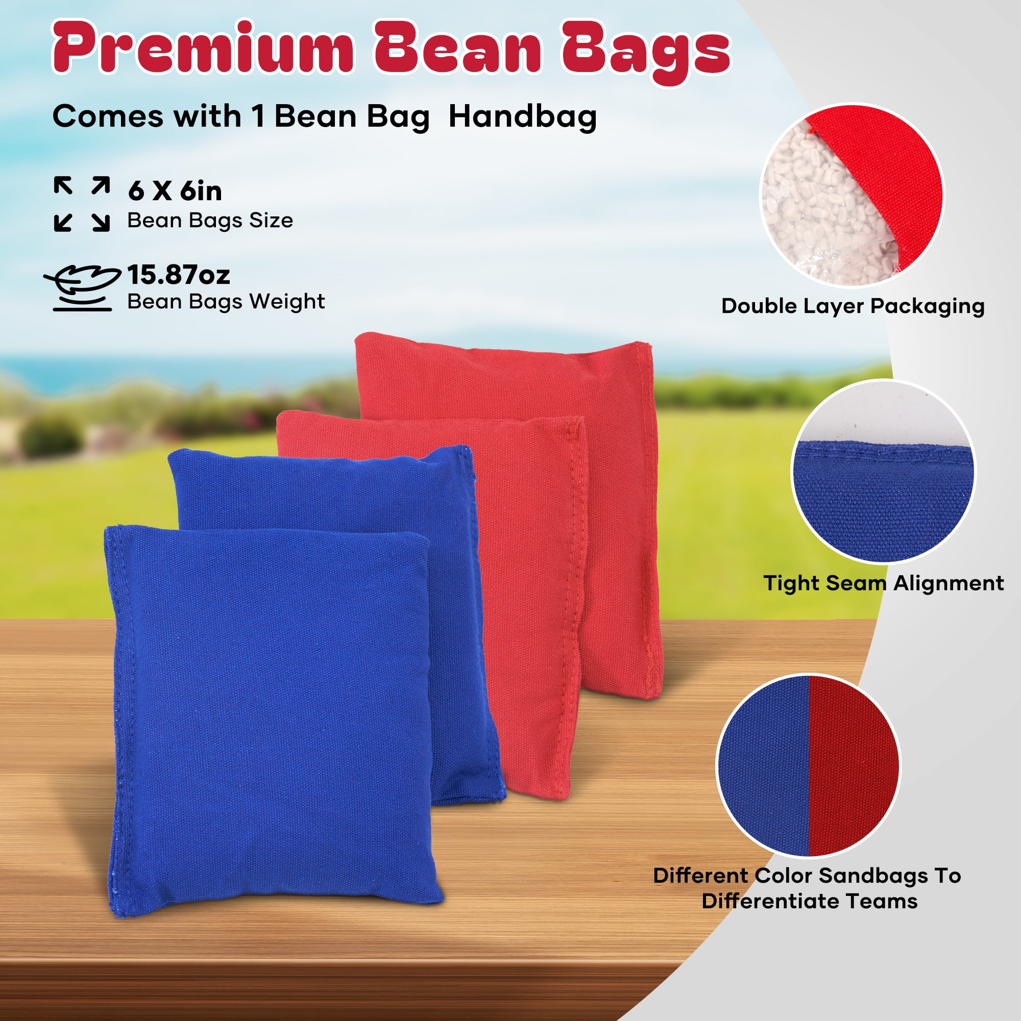 Naipo 4X2 FT Wooden Cornhole Game Set Bean Bags Cornhole Boards  for Adults Party Outdoor Beach Yard