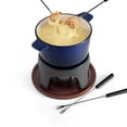 thumbnail image 4 of Swissmar Sierra 11-Piece Cast Iron Fondue Set, 1.6 L, Blue, Perfect for Cheese, Chocolate & Meat Fondue, 4 of 8