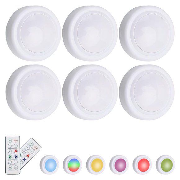 6-Pack - LED Spotlights with Remote Control - Wireless MultiColor