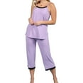 thumbnail image 2 of Doublju Women's Sleeveless Lace Top Capri Pajama 2 Pcs Set (Plus Size Available), 2 of 4