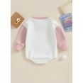 thumbnail image 4 of Bagilaanoe Newborn Baby Girl Boy Oversized Romper Sweatshirt Long Sleeve Bodysuits Contrast Color Pullover 6M 12M 18M 24M Infant Casual Tee Tops, 4 of 8