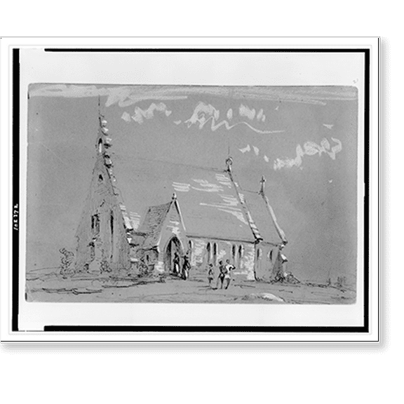 Historic Print, [A country church], 16" x 20"