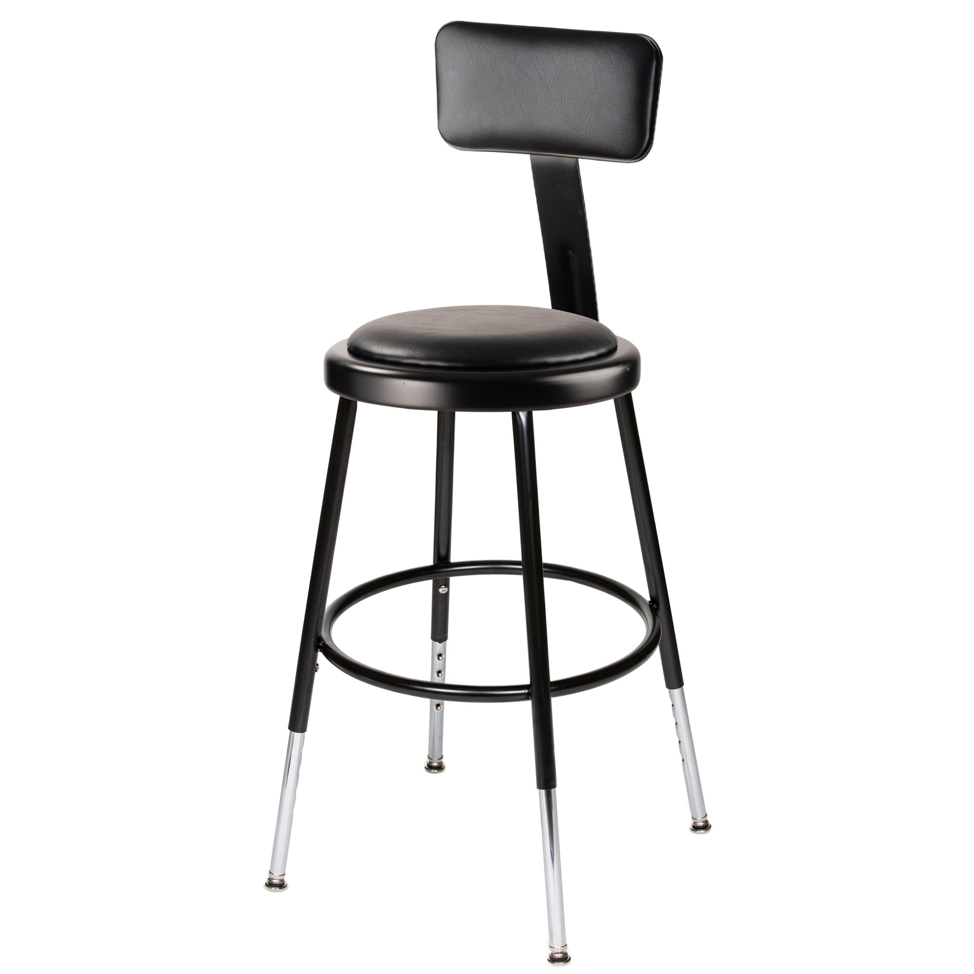Hampden Furnishings Otto 19"-27" Adjustable Steel Science Stool with Backrest, Black, 2 Pk