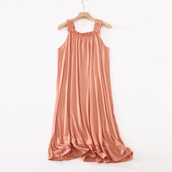 Royisotas Womens Sleeveless Dresses Trendy Cotton Fashion Midi Loose Fit Ruffle Dress for Women